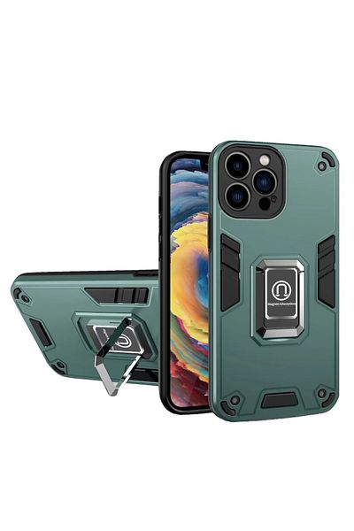 SOHO Iron Warriors Case for iPhone 13 Pro, Hybrid Ring Holder Kickstand, Dark Green