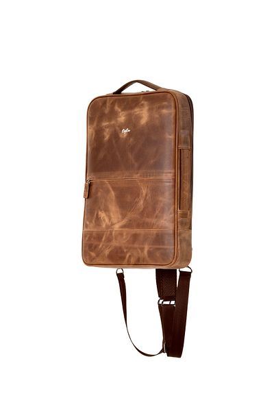 CüzCan Poizeg Antique Tan Genuine Leather Backpack Laptop and Briefcase