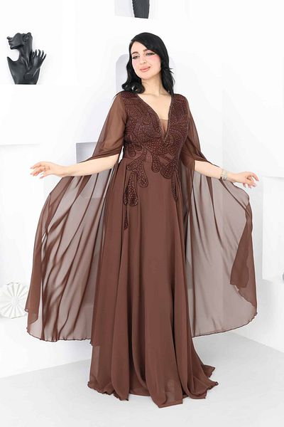 modern designer Long embroidered evening dress