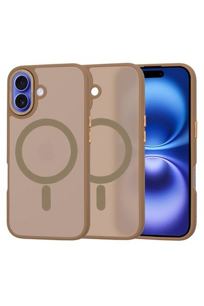 Tim High-Protection Case for iPhone 16, Timaconsafe, R41, Hard Plastic, Intense Sandstone Brown