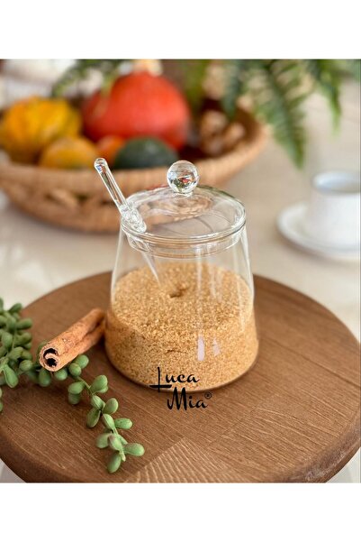 Vovo Concept Cam Kaşıklı Kapaklı Şekerlik 450ml