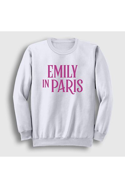 Presmono Unisex White Logo Emily in Paris Sweatshirt 567372Tt