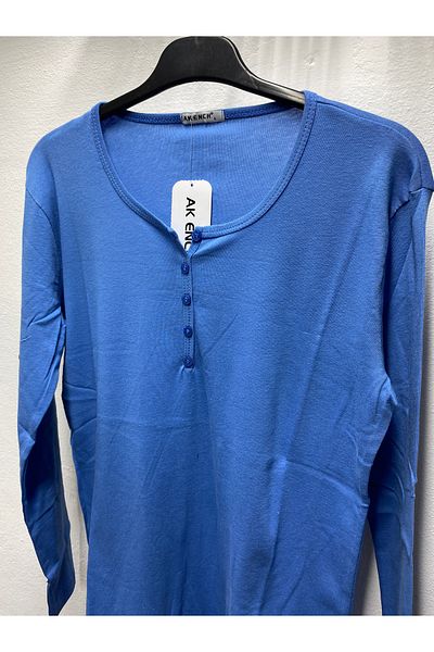 Ak Ench Cotton Solid Color Normal Fit Buttoned Lycra Cotton Ribbon Cotton Summer Women's Mother's Combed Bluz
