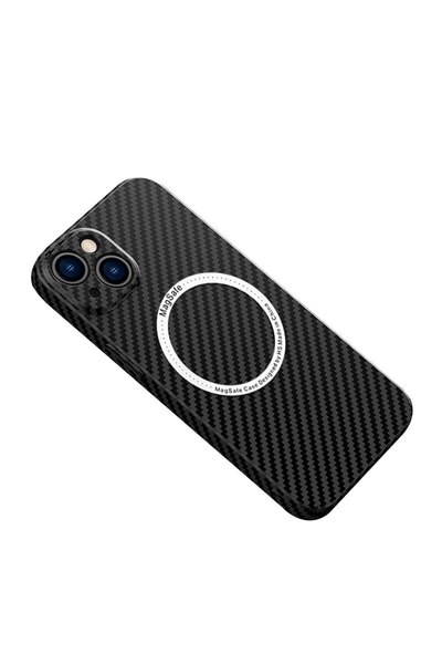 SOHO Protective Case for iPhone 14, Magnetic, MagSafe, Carbon Fiber, Shockproof, Black