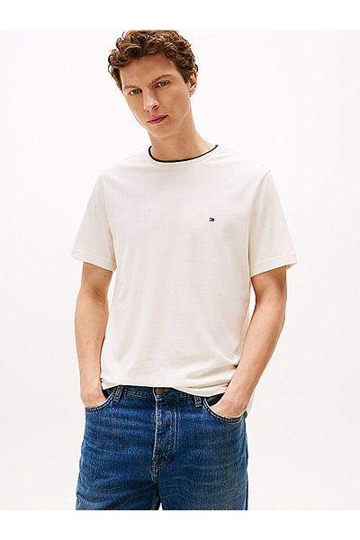 Tommy Hilfiger Men's Short Sleeve Crew Neck Cotton Plain Model Yellow T-Shirt Mw0Mw39368-Z00