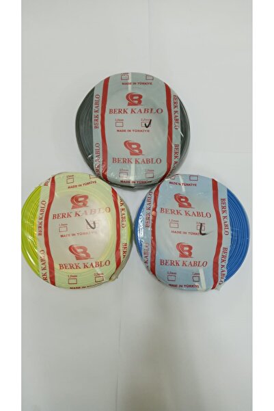 BERKS 2.5 mm nya 3 renk 100' er metre SİYAH-SARI-MAVİ priz tesisat kablo grub...