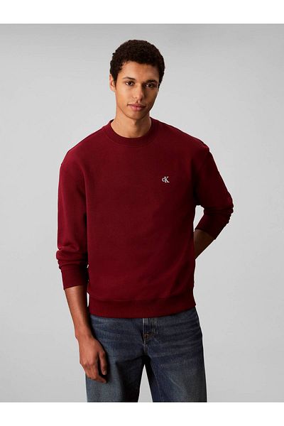 Calvin Klein Men's Regular Fit Cotton Crew Neck Long Sleeve Red Sweatshirt Lv04Rc296G-Wcv