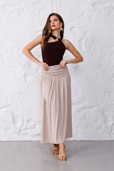 Pulli Collection Modal Fabric Corsage Ecru Long Skirt