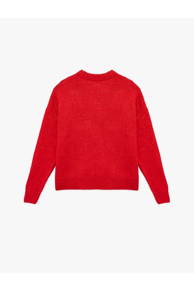 Koton Long Sleeve Crew Neck Asymmetric Cut Sweater
