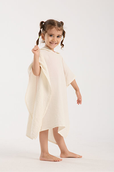 Movekids Çocuk Müslin Panço – %100 Pamuk, Kapüşonlu Yazlık Banyo & Plaj Havlusu (1-6 Yaş)