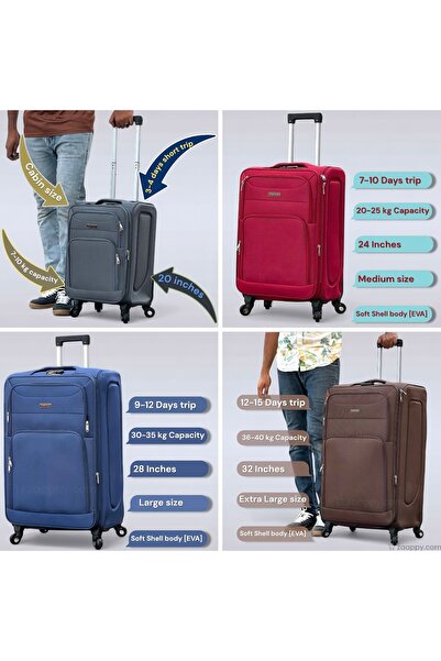 ZAAPPY Soft Material (20/24/28/32 Inch) Luggage - Stylish Backpack Combo, Green