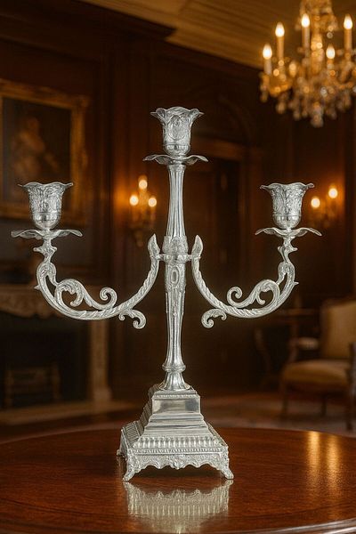 ALMASA silver triple candlestick