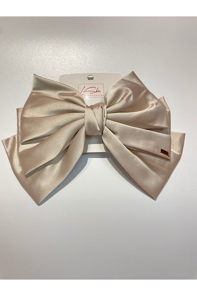 La She Accessories Cream Color Big Ribbon Automatic Buckle