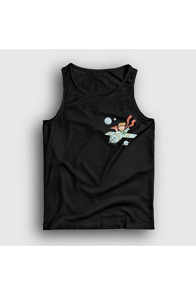 Presmono Unisex Black Plane Le Petit Prince Little Prince Undershirt 568580Tt