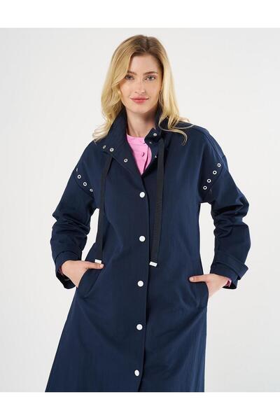 Kayra Grogren Bağlamalı Dik Yaka Kap KY-B25-74002 - K.Lacivert