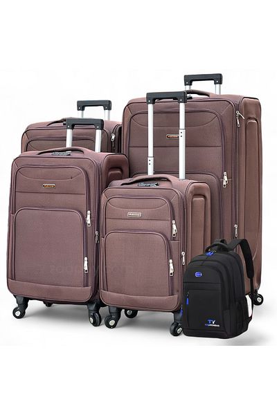 ZAAPPY Soft Material (20/24/28/32 Inch) Luggage - Stylish Backpack Combo, Coffee