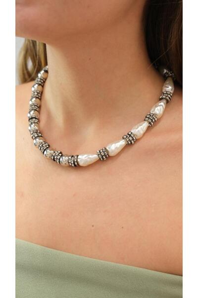 Jerie Silver Barok İnci Detaylı Tasarım Kolye