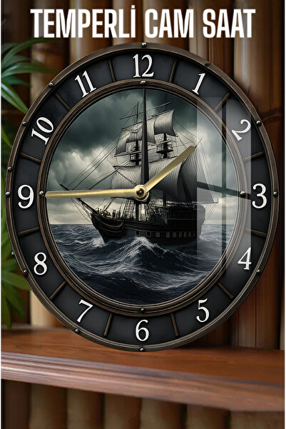 kutuTR Fırtınalı Denizlerde Yelken Açan Gemi Tasarımlı 3D Görünümlü Temperli ...