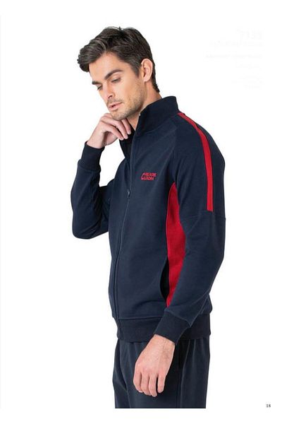 Pierre Cardin Men's Navy Blue Cotton Zippered Tracksuit Set .R.O1.P.I.Erş.Ii.E.L.T