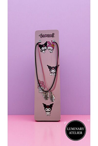 LUMİNARY CANDLE Kuromi & My Melody 2’li Kolye Seti – Pembe & Siyah İpli, Hedi...