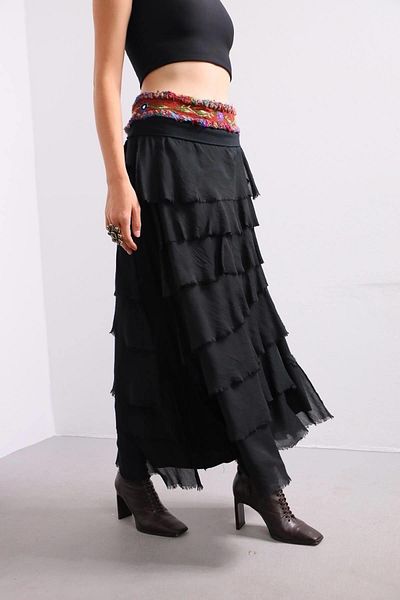EREN STYLE Italian Size 2 Slimming Half Sleeve Layered Silk Skirt & Strapless Dress