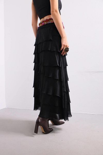 EREN STYLE Italian Size 2 Slimming Half Sleeve Layered Silk Skirt & Strapless Dress