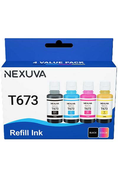 Nexuva 673 Ink Set Compatible T6731 T6732 T673 T674 for Epson EcoTank L800/L805/L810/L850/L1800