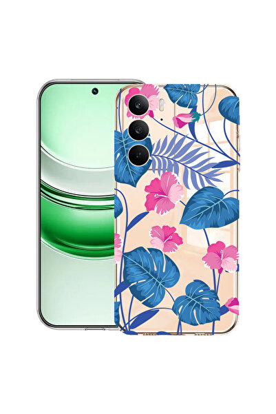 bestcase Carcasă transparentă din silicon pentru Realme C71, flori albastre t...