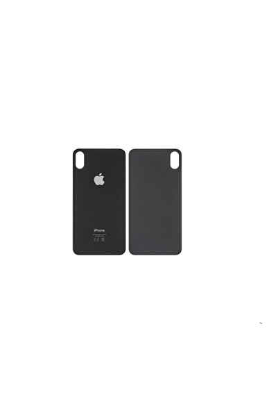 OEM Uyumlu İphone Xs Max Arka Kapak Lazer Kesim ( Pil Kapağı ) Cam - - Siyah