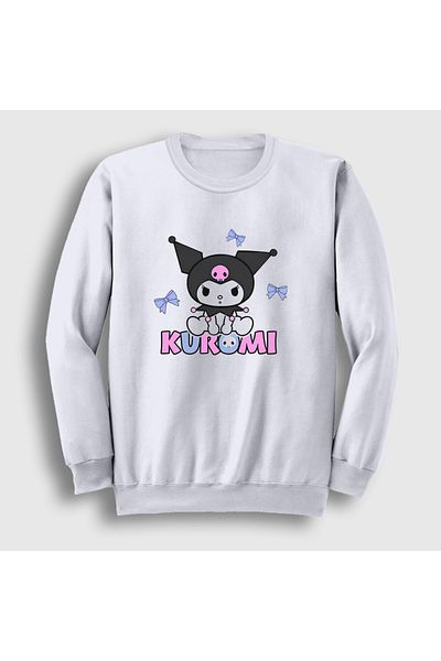 Presmono Unisex White Ribbons Kurami Kurami Sweatshirt 569258Tt