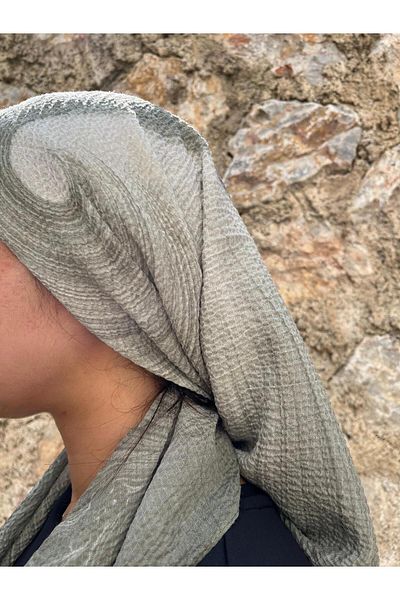 Sobe Hediyelik Green Colored Patterned Writing – Cotton Headscarf Scarf Daily and Special Day