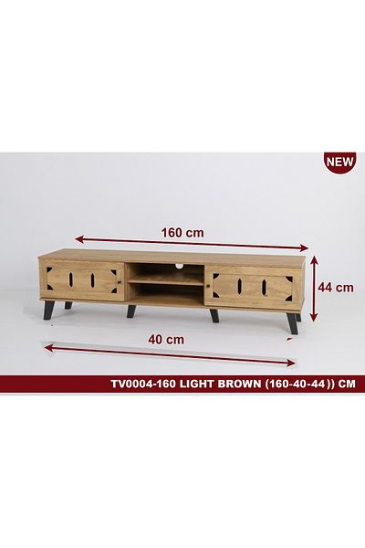 TrentonGCC 160 cm MDF Wooden TV Stand – 2 Doors, Shelves & Cable Hole – Black Legs