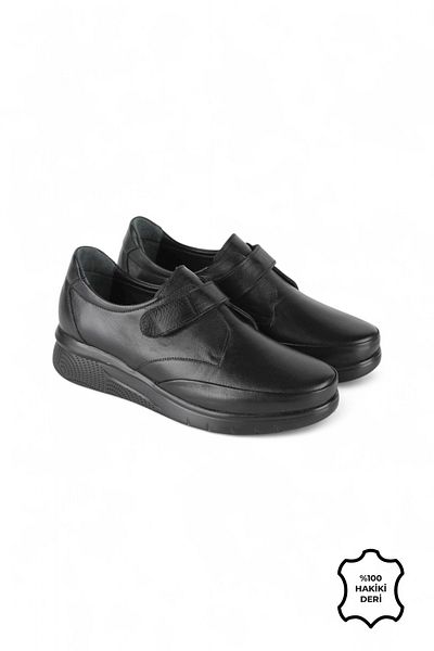 ERN SHOES Genuine Leather Full Comfort Soft Textured Casual Velcro Women's Shoes