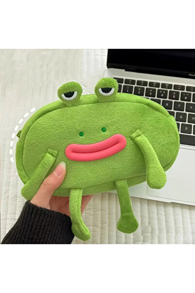 darko Kurbağa Yeşil Peluş Komik Kalemkutu Çocuk Kalemkutusu Hayvan Desenli Kalem Kutu - Hediyelik Kalemlik