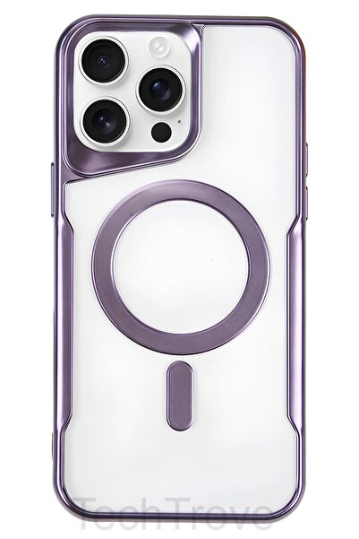 TechTrove iPhone 15 Pro Max Kılıf Magsafe Uyumlu Arkası Şefaf Tasarım Lazer K...
