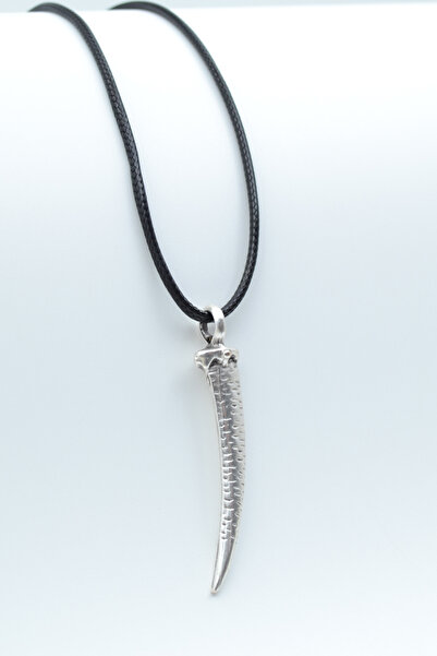 ıdr Fil Dişi Gümüş Kaplama Deri İp Kolye