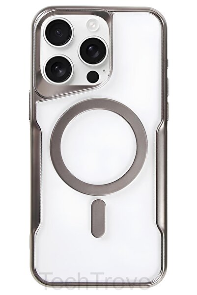 TechTrove iPhone 15 Pro Max Kılıf Magsafe Uyumlu Arkası Şefaf Tasarım Lazer K...