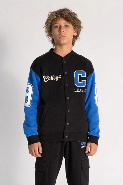 Magu Boys' Cotton Winter 3 Thread Raster College Jacket