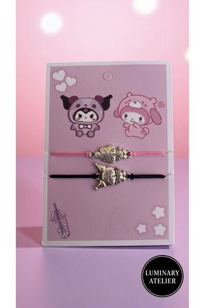 LUMİNARY CANDLE Kuromi & My Melody Friendship Bracelet Set – 2-Piece, Adjustable, Gift Cute Jewelry