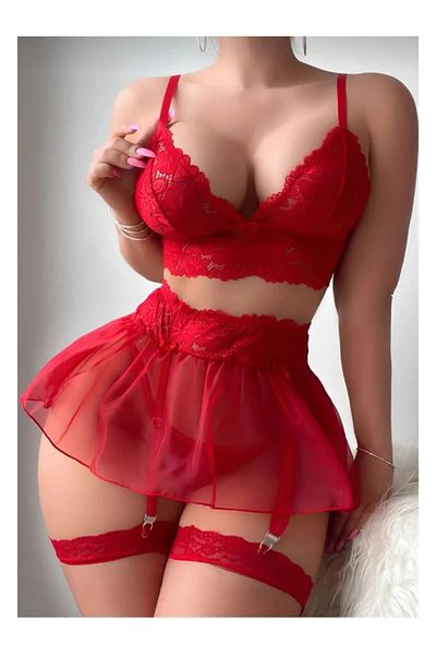 Peille Nightdress with chic lace trim leg bandage bustier