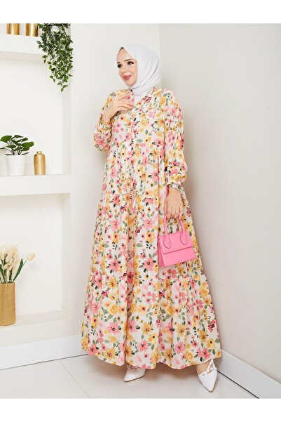 şevval butik Mango kumaş çiçekli elbise