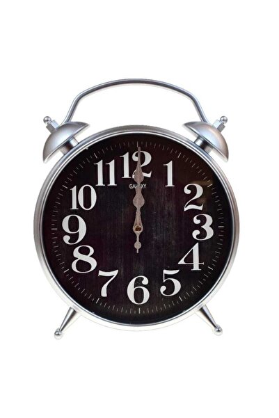 Galaxy Dekoratif Antik Peter Masa Saati - gümüş kasa siyah renk 25x31 cm