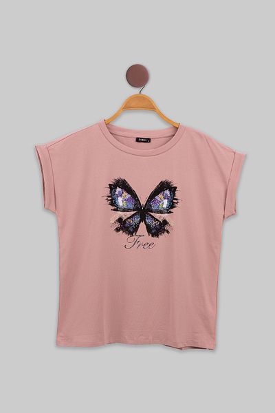 FOR WOMEN Girls' Pink Butterfly "Free" T-Shirt