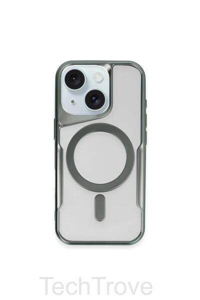 TechTrove iPhone 15 Plus Kılıf Magsafe Uyumlu Arkası Şefaf Tasarım Lazer Kapl...