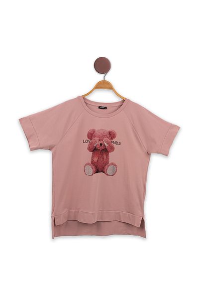 FOR WOMEN Girls' Pink Love Friends Teddy Bear T-Shirt