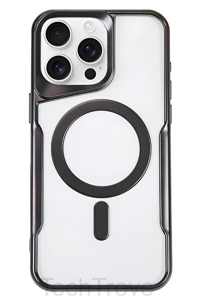 TechTrove iPhone 15 Pro Max Kılıf Magsafe Uyumlu Arkası Şefaf Tasarım Lazer K...