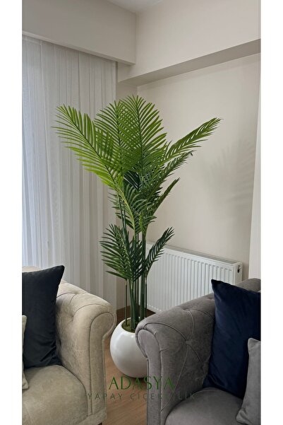 ADASYA ÇİÇEK Yapay Areka Ağacı 180 Cm 12 Yaprak Beyaz Fiber Küre Saksıda