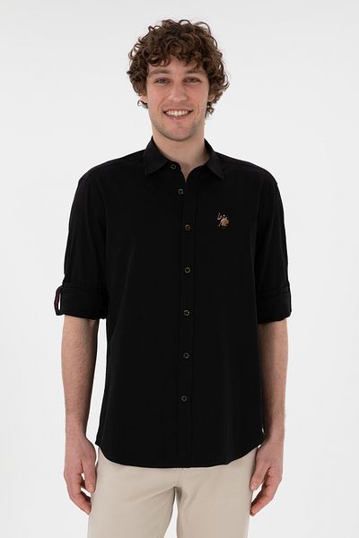 U.S. Polo Assn. Men's Black Casual Shirt With Multicolor Logo