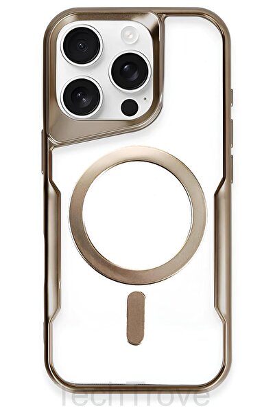 TechTrove iPhone 15 Pro Max Kılıf Magsafe Uyumlu Arkası Şefaf Tasarım Lazer K...
