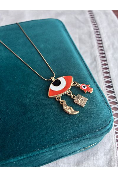 Miltonia Evil Eye Charm Steel Necklace